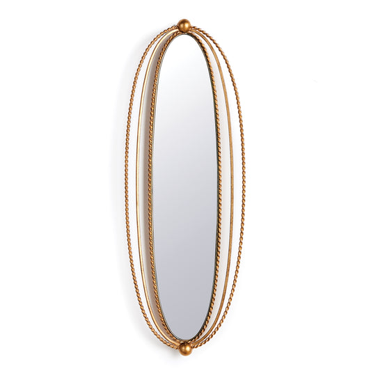With a triple braided detail, this chic narrow mirror is perfect for powder room or small entryway. Hang in multiples & stagger for a bigger impact.