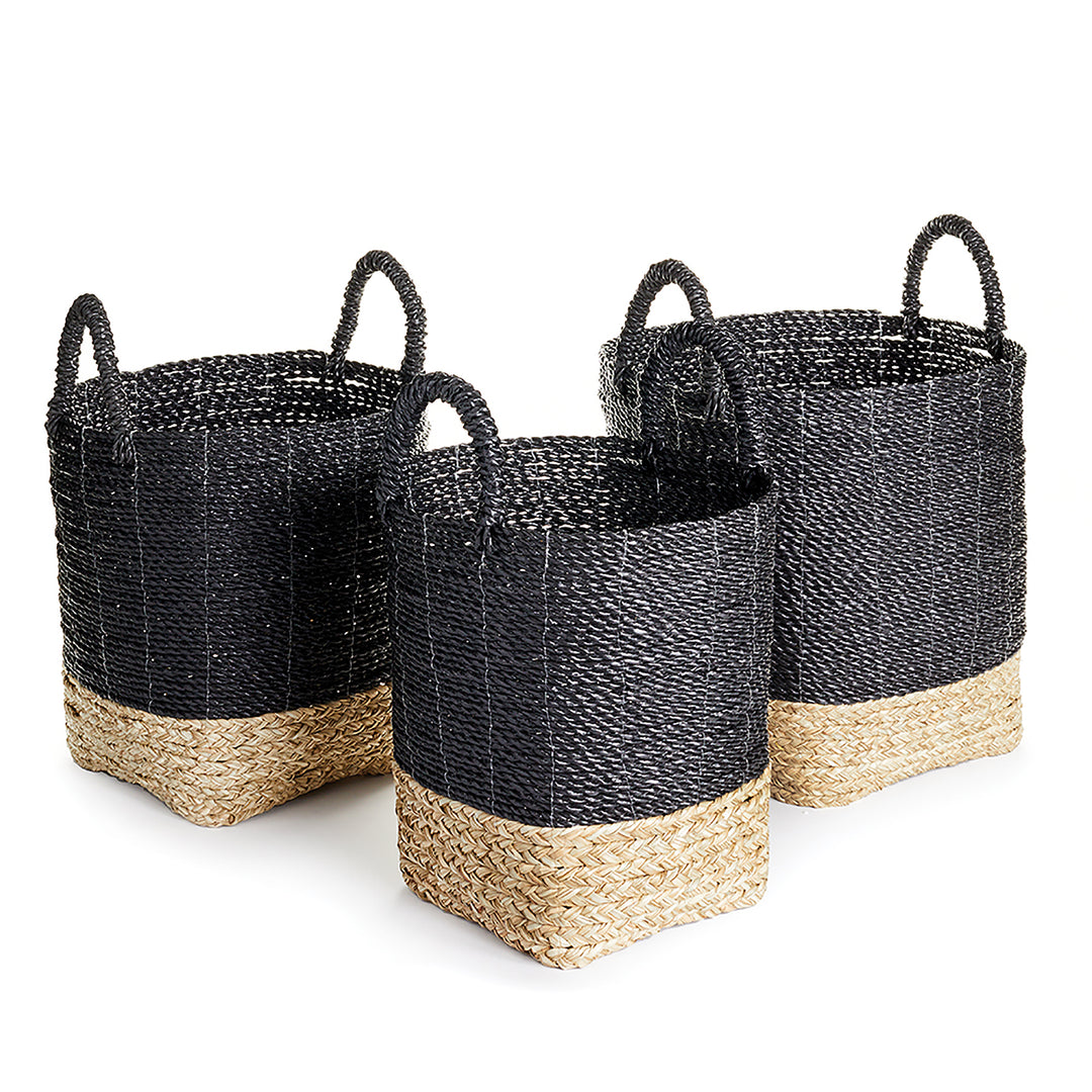 Madura Black Natural Market Baskets, Set Of 3