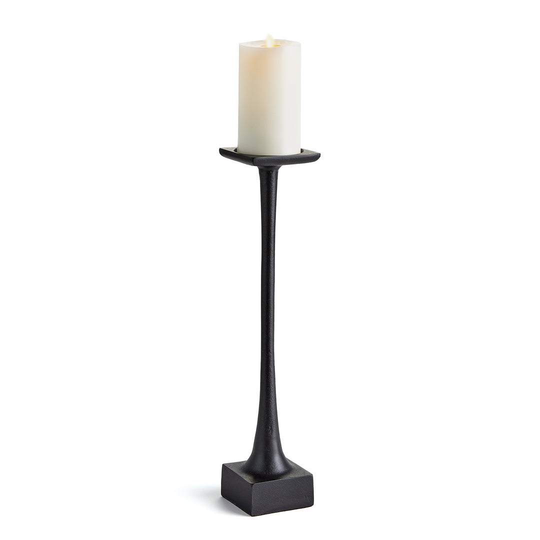 Tall Black Candle Stand with Weighted Base for Elegant Decor