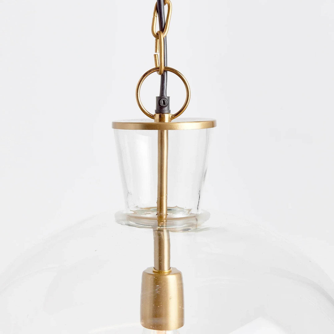 Large Brass and Seeded Glass Island Pendant Light