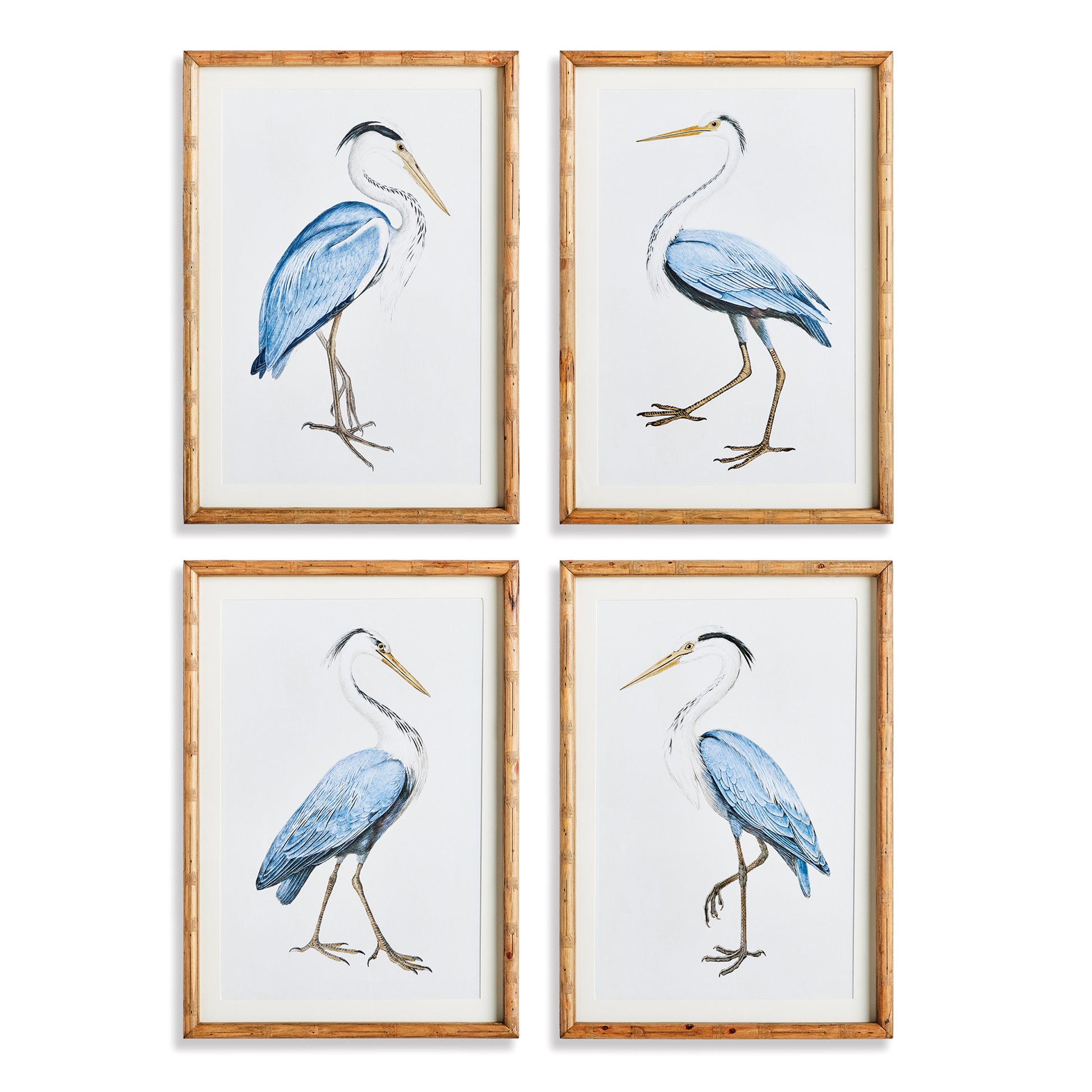 Experience the splendor of nature with the Elegant Blue Heron Wall Prints, Set Of 4. Enclosed in sleek, fir wood frames, these prints offer a sophisticated and charming touch to your beach cottage or villa. Embrace the captivating beauty of nature's finest creatures and elevate the atmosphere of your home with this stunning set.