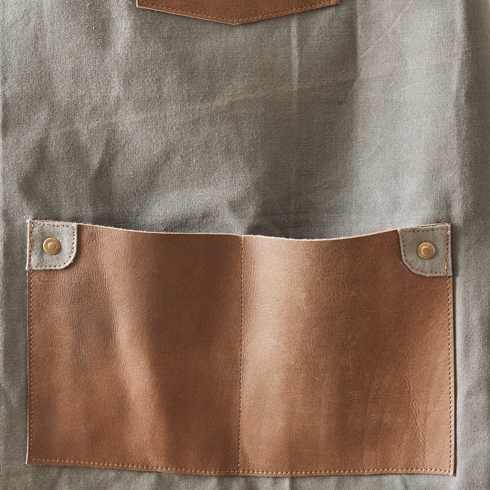 Dark Grey Canvas and Leather Utility Apron