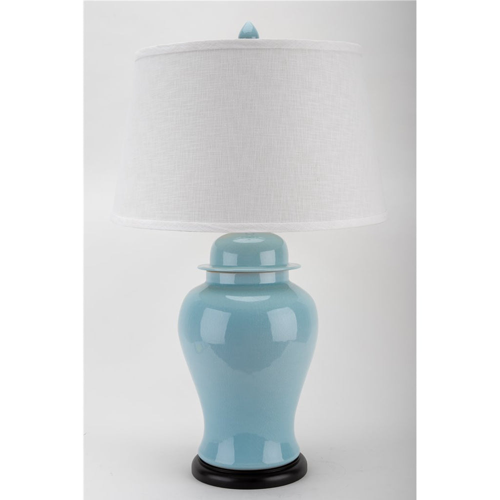 Introduce a touch of elegance and tradition to your living room or bedroom with our Temple Jar Table Lamp in Celadon Green. Made from high-quality porcelain and featuring a glazed crackle finish, this contemporary classic stands at 31" high, making it the perfect addition to any space.