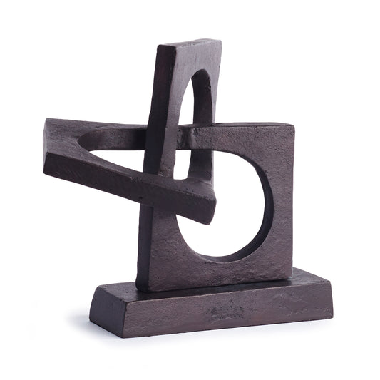 Modern and bold, this sculpture is a handsome accent for office or study. In a forged iron, it adds Depth and texture to any vignette.