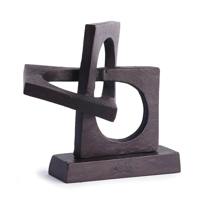 Abstract metal sculpture on a white background