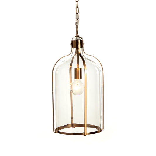 This stunning pendant light features a one-of-a-kind design, with a unique and unusual glass structure that extends through a sleek metal frame. Perfect for an entryway, kitchen, or foyer, this expertly crafted light adds elegance to any home in a grand scale. Its beauty and versatility make it an exceptional choice for any room.