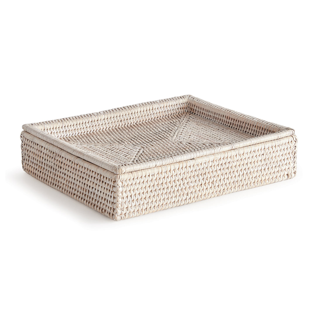 Stylish Burma Whitewash Rattan Organizer