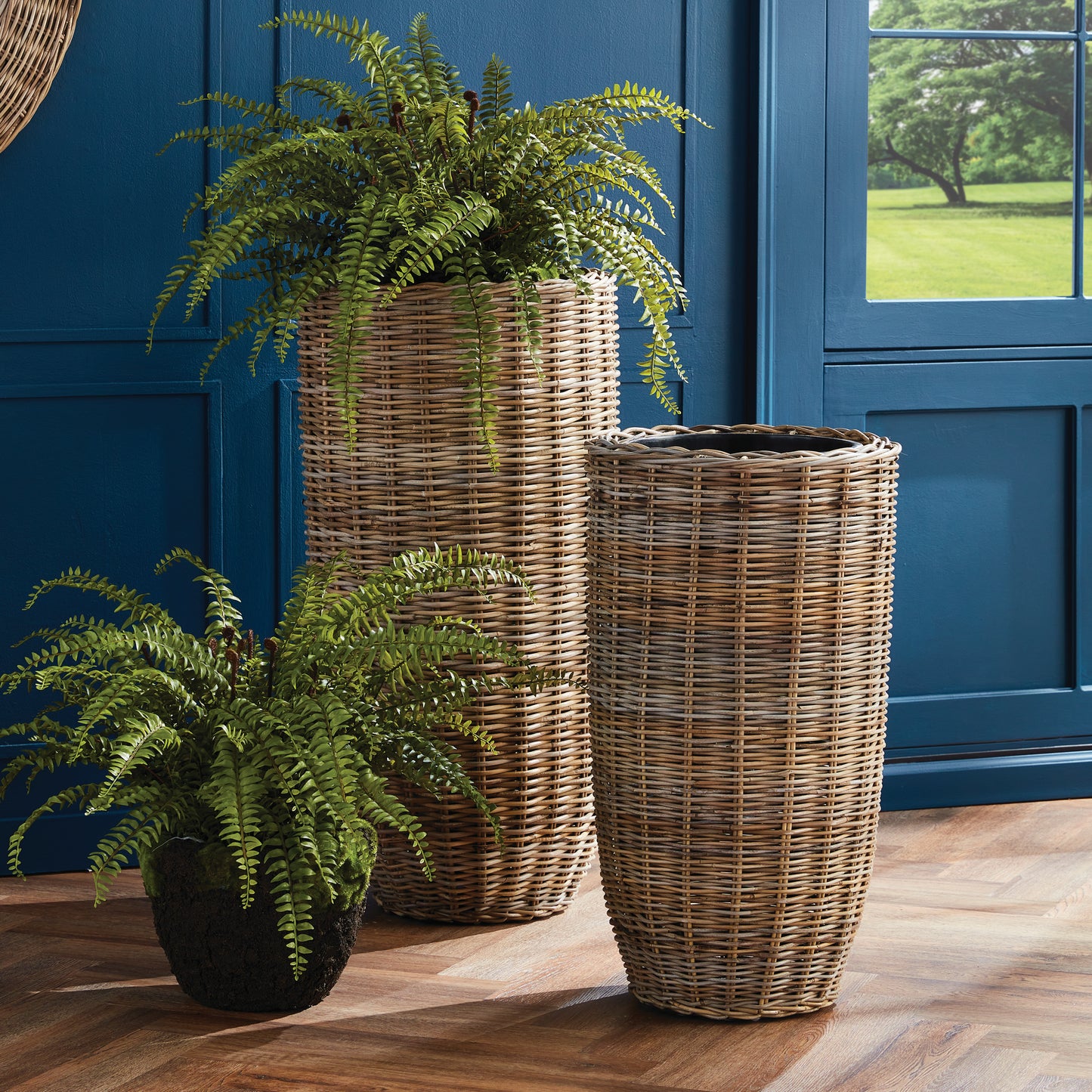 Discover the stunning beauty and unparalleled durability of this natural rattan planter. Its expertly crafted design features a distinctive flattened weave and sturdy iron frame, making it a must-have for both rattan enthusiasts and avid plant lovers alike. And with the included grower's pot, your plants will have the perfect foundation for optimal growth. Invest in the best with this tall rattan planter.