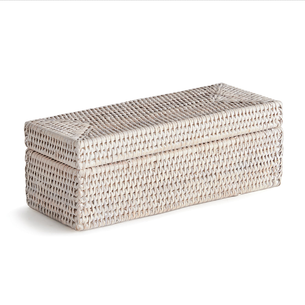 Burma Whitewash Rattan 3-Compartment Lidded Box