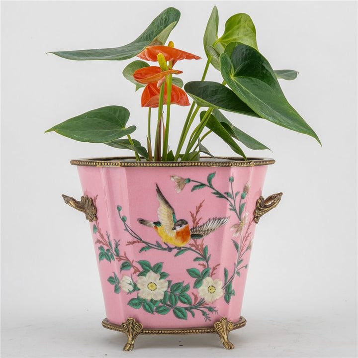 Khom Floral Planter with Bronze