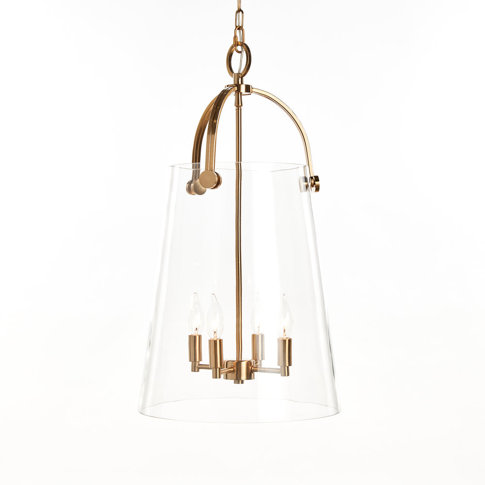 Gold Accent Glass Chandelier with Unique Metal Details