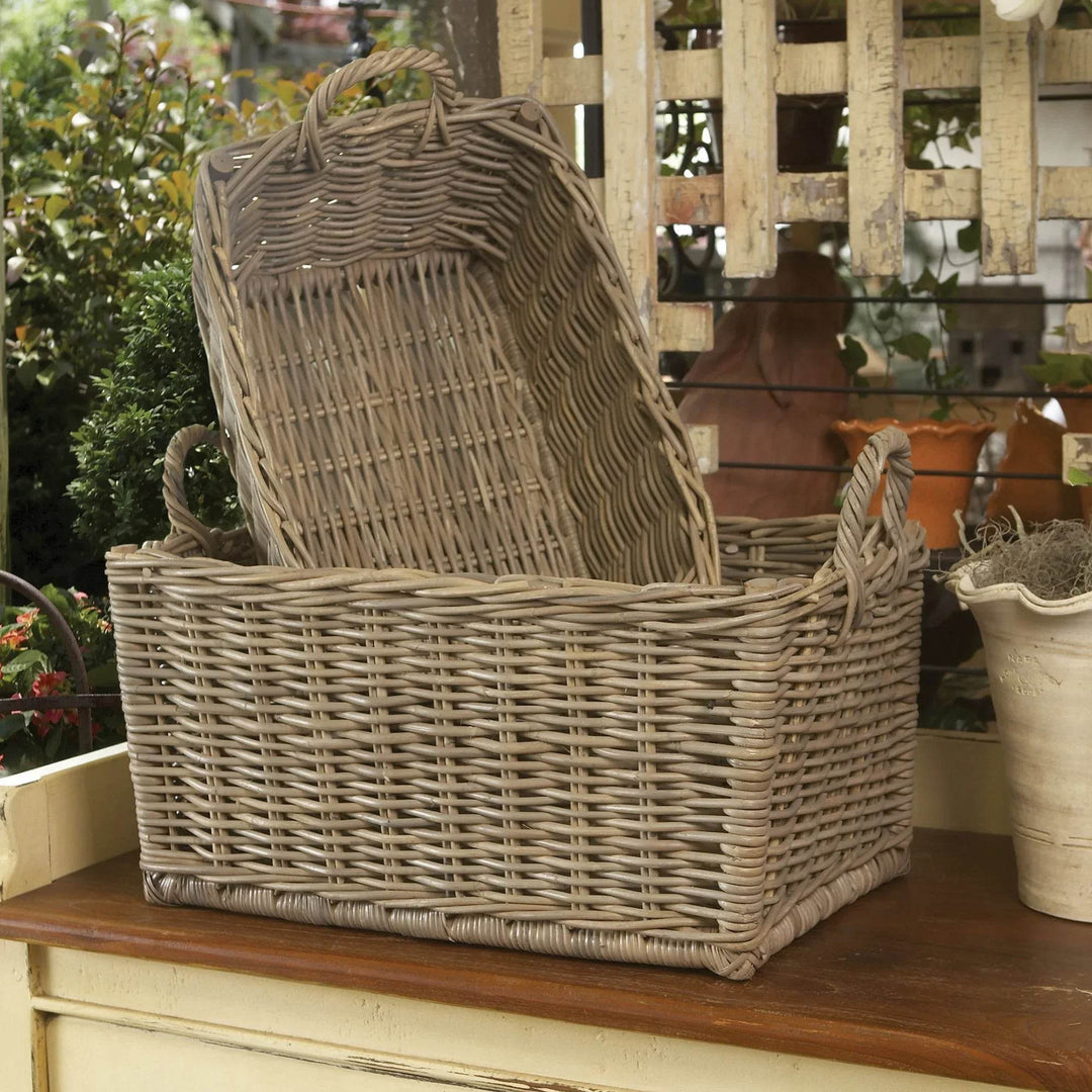 Set Of 2 Handmade Gray Rattan Laundry And Storage Baskets - Delamere Design