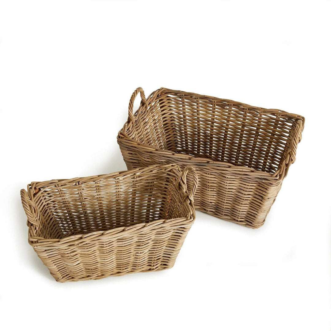 Set Of 2 Handmade Gray Rattan Laundry And Storage Baskets - Delamere Design