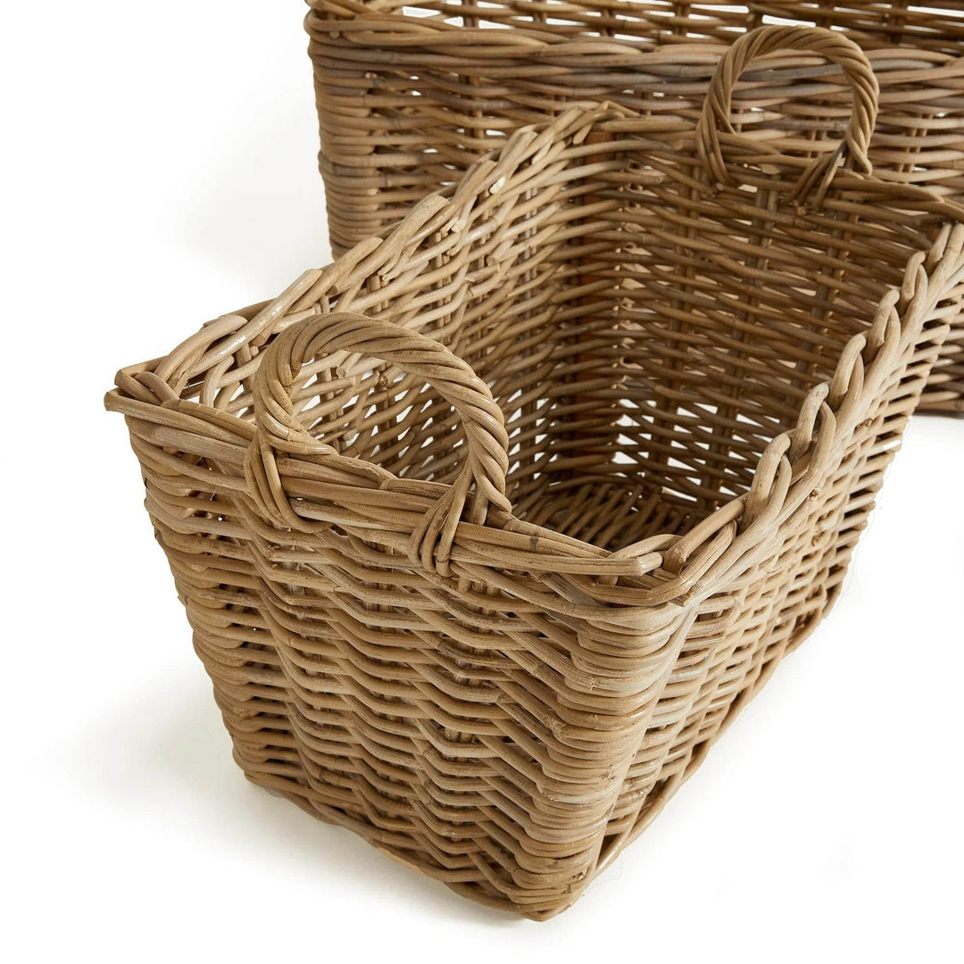 Set Of 2 Handmade Gray Rattan Laundry And Storage Baskets - Delamere Design