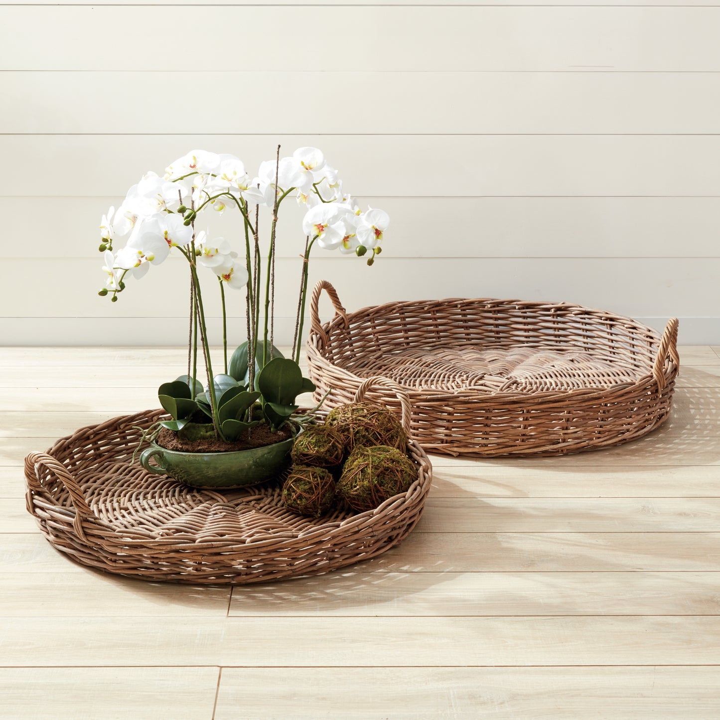 Sabad Extra Large Low Round Baskets, Set Of 2