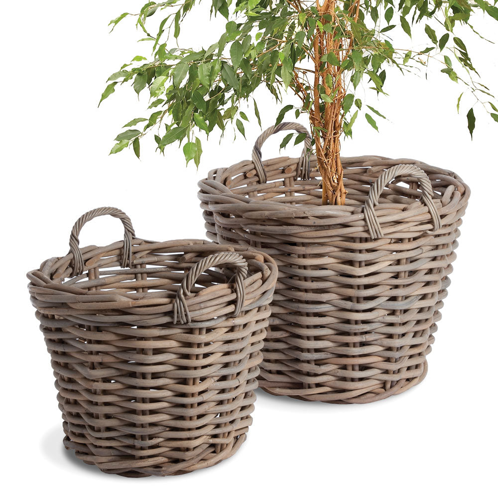 Set of 2 Large-Gauge Tree Baskets in Nature's Gray