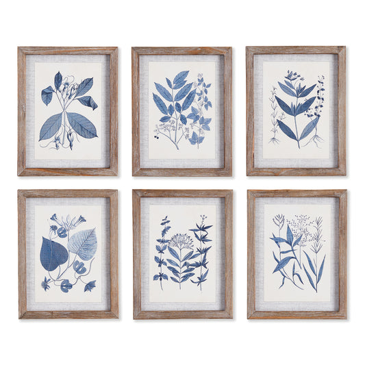 In a muted, on-trend indigo blue, these botanicals are a clean & classic look for the modern home. With a textured mat & simple whitewashed wood frame, a sophisticated way to dress up your walls.