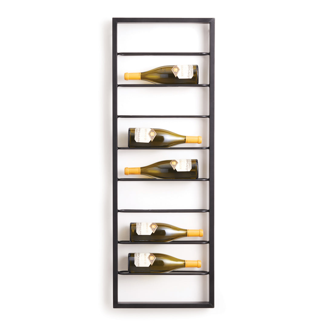 Modern Wall-Mounted 8-Bottle Wine Rack in Sleek Black