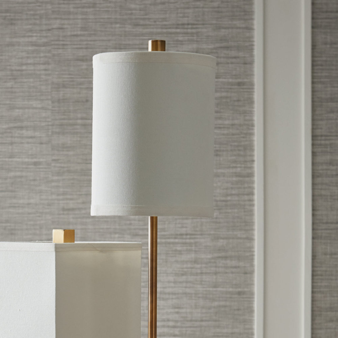 Tall Concrete Table Lamp with Brass Accents