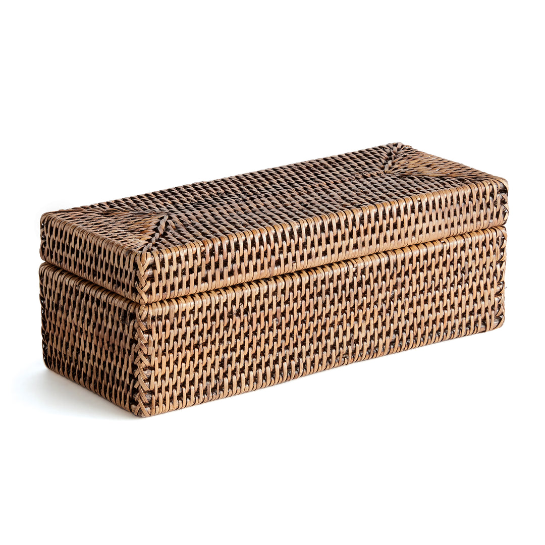 Burma Brown Rattan 3-Compartment Lidded Box