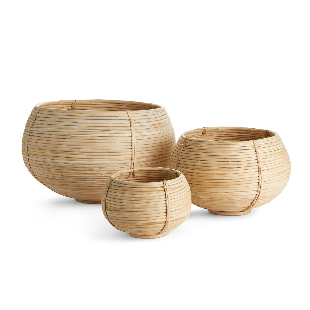 Cane Rattan Plant Baskets, Set Of 3