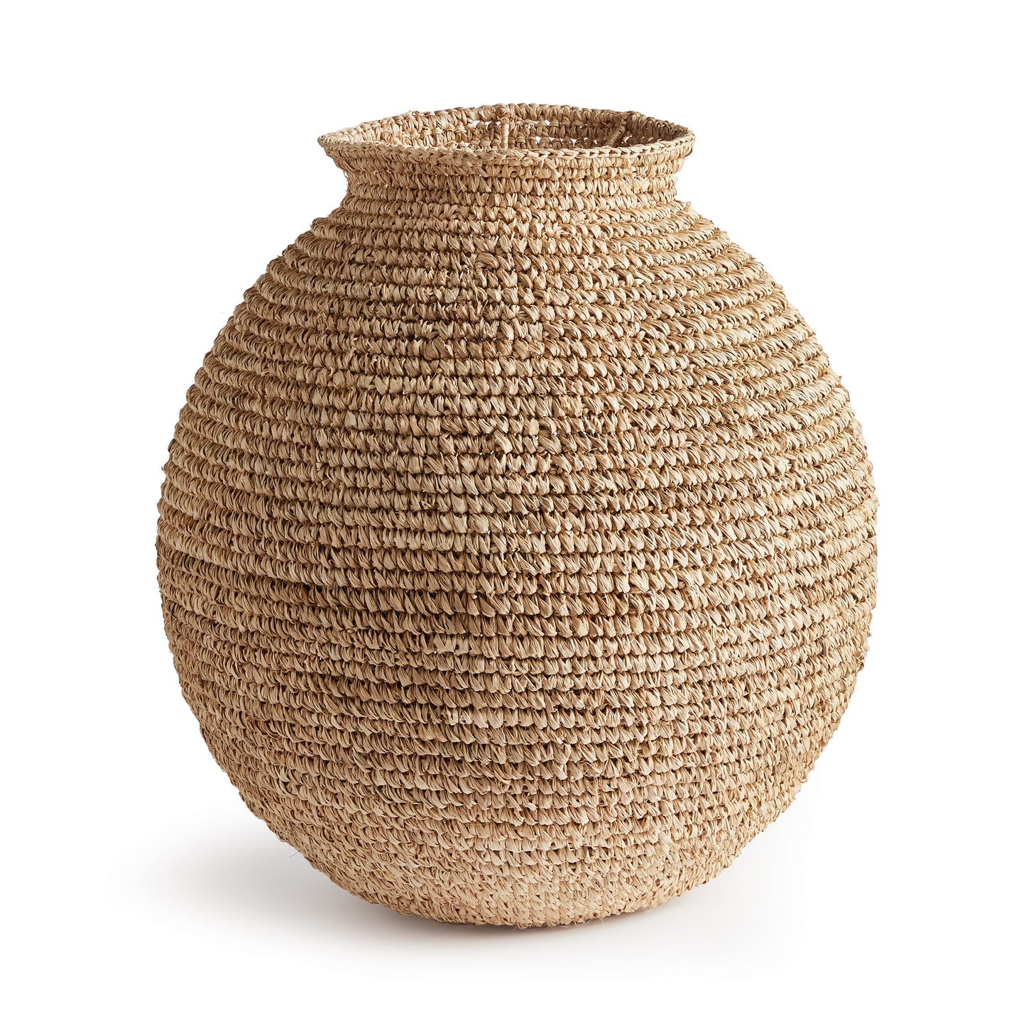 This traditional vase form takes on a fresh look. Made of a natural corn husk material tightly woven by skilled artisans. Add some faux stems or display as is for a simple way to add a warm, natural touch to your décor.