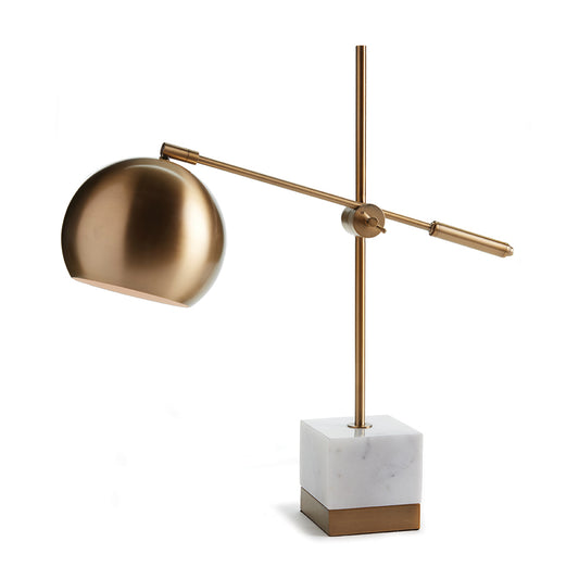 With a dually adjustable design, the Graydon Desk Lamp is modern architecture for the room. The brass finish and marble Base give it a touch of classic elegance.