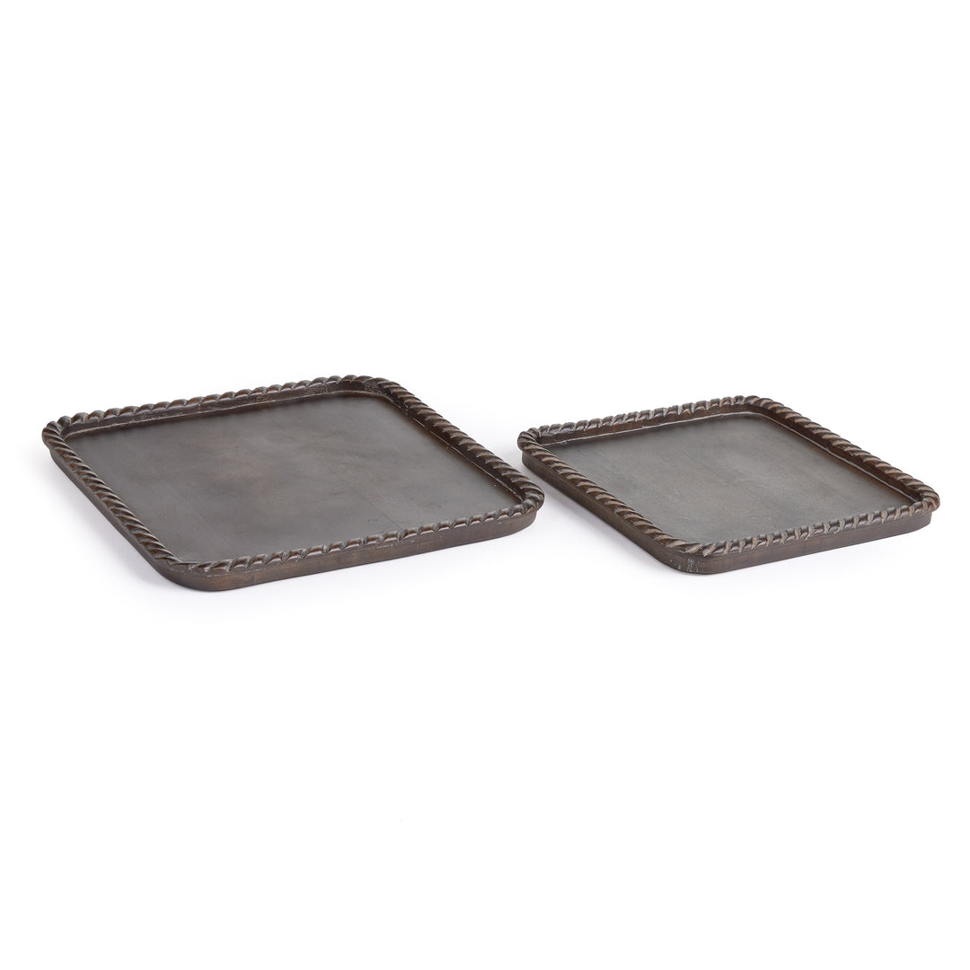 Langley Square Black Wash Trays, Set Of 2