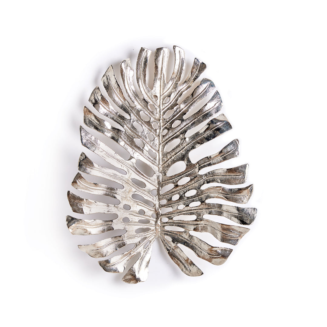 Silver Small Leaf Wall Decor Cast Aluminum Modern Accent