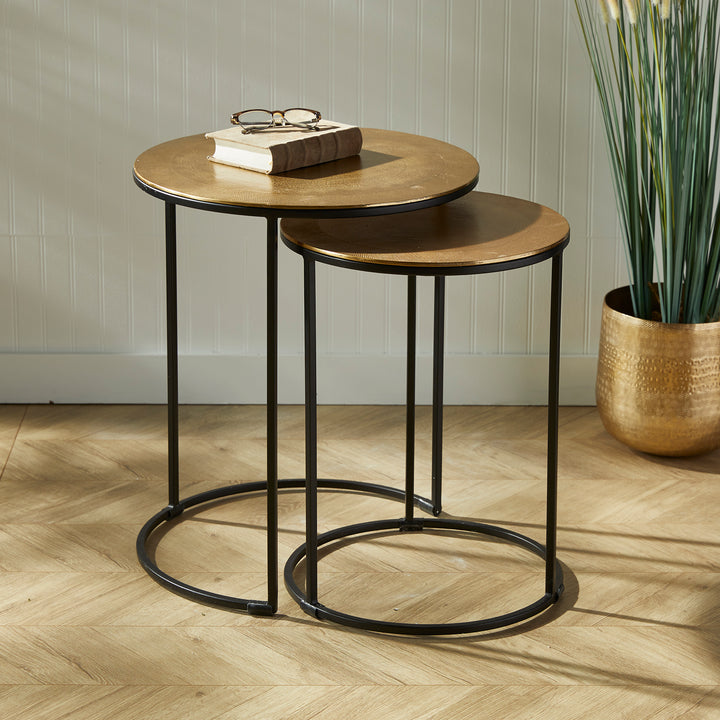 Alamar Gold & Bronze Side Tables, Set Of 2