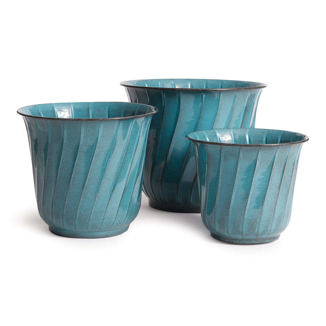 Leilani Teal Planter Pots, Set Of 3