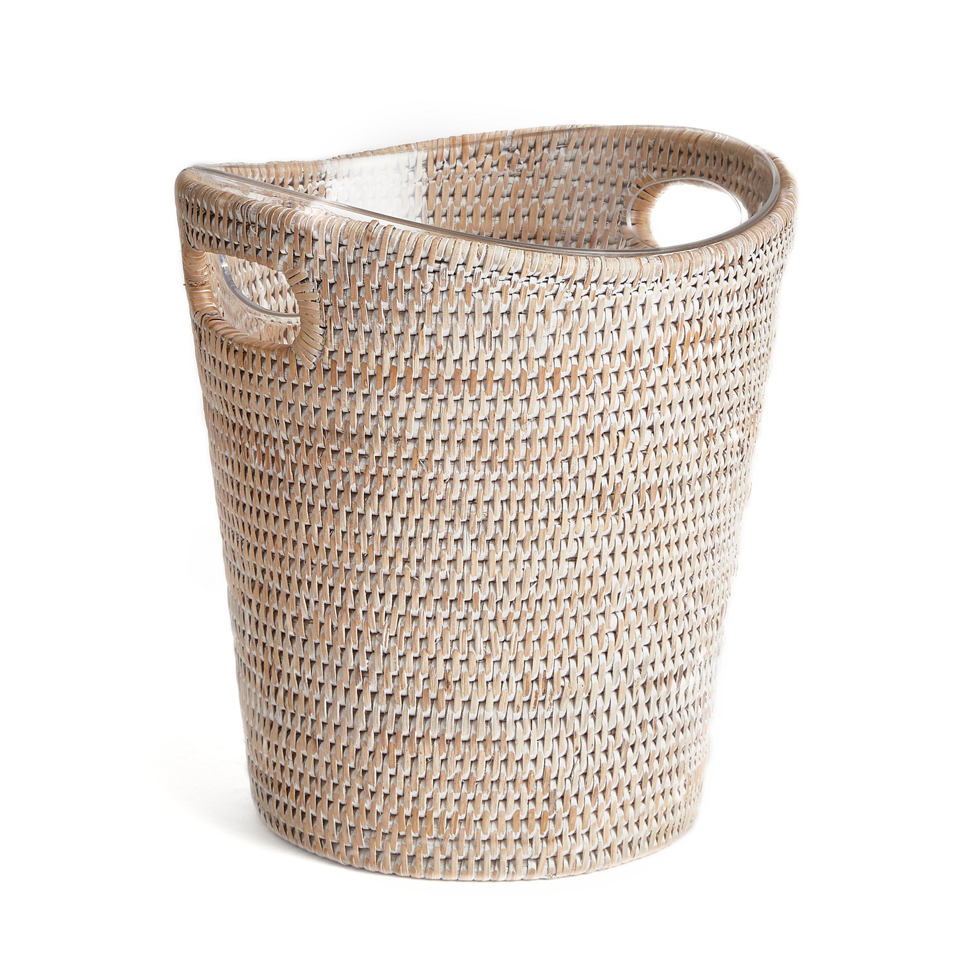 Burma Whitewash Rattan Beverage Basket, Small