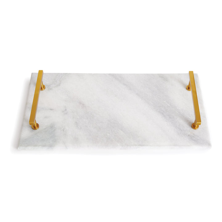 This Marble Serving Tray features a timeless pairing of marble and brass, making it the perfect way to present your favorite cheese and cracker platters. Its versatile design is suitable for coastal, traditional, and transitional settings, elevating your hosting game with a touch of sophistication. Whether you're serving a decadent cheese platter or a simple cracker spread, this tray is sure to impress, adding an elegant touch to any occasion.