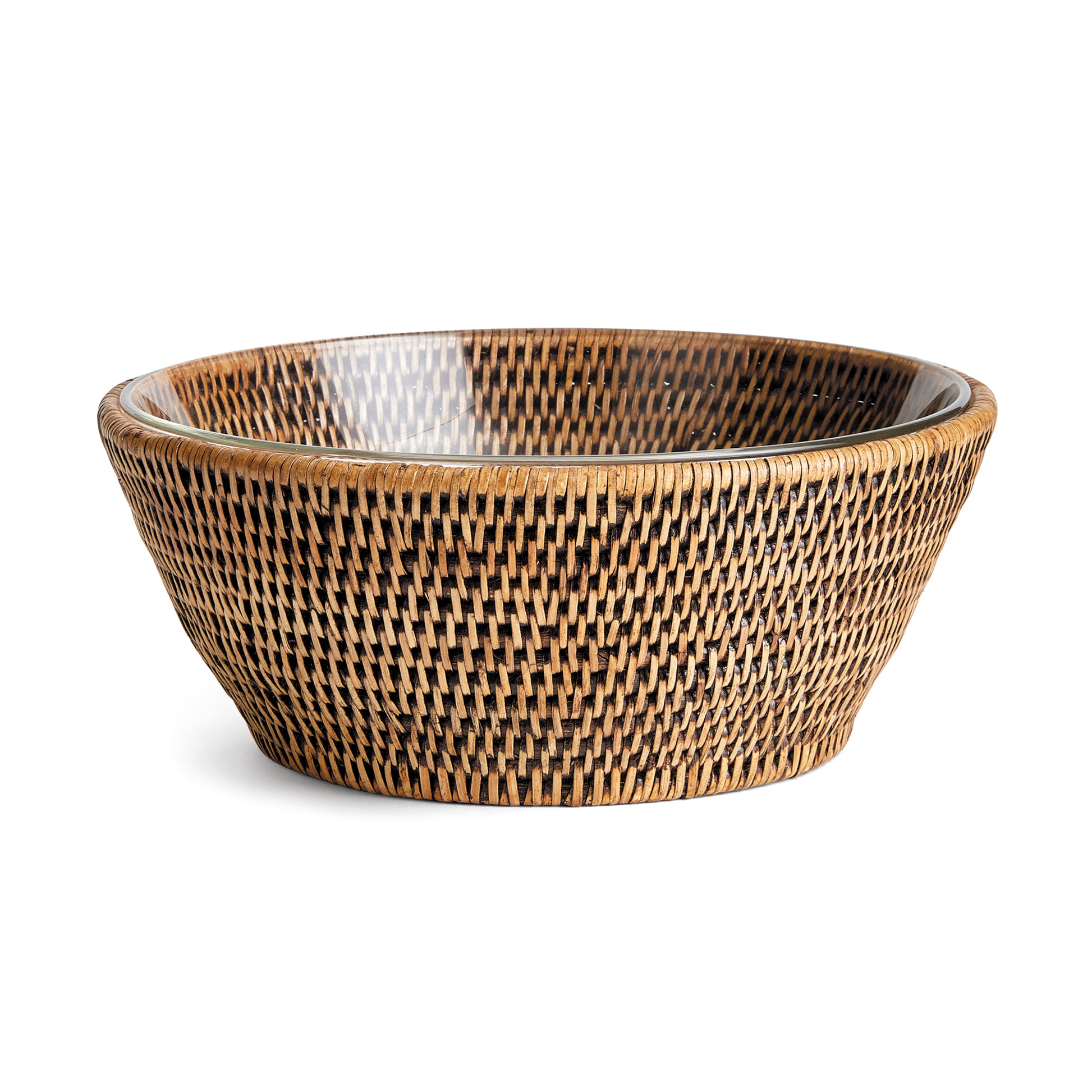 With a clear glass liner, this Burma Rattan Serving Bowl is ready to entertain. Perfect for your favorite salad or side dish.