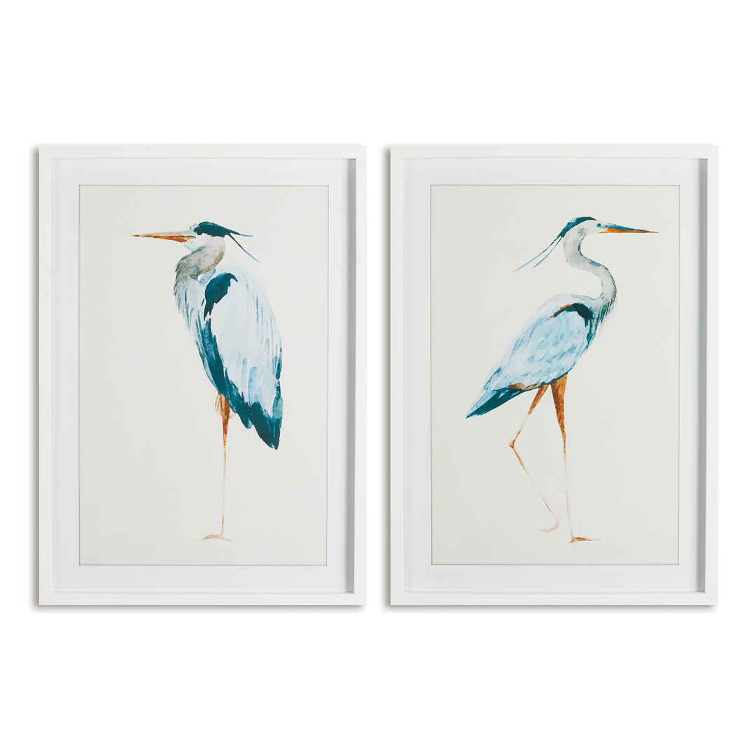 Blue Heron Wall Prints, Set Of 2