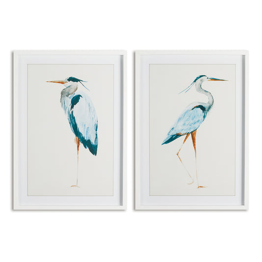 Blue Heron Wall Prints, Set Of 2