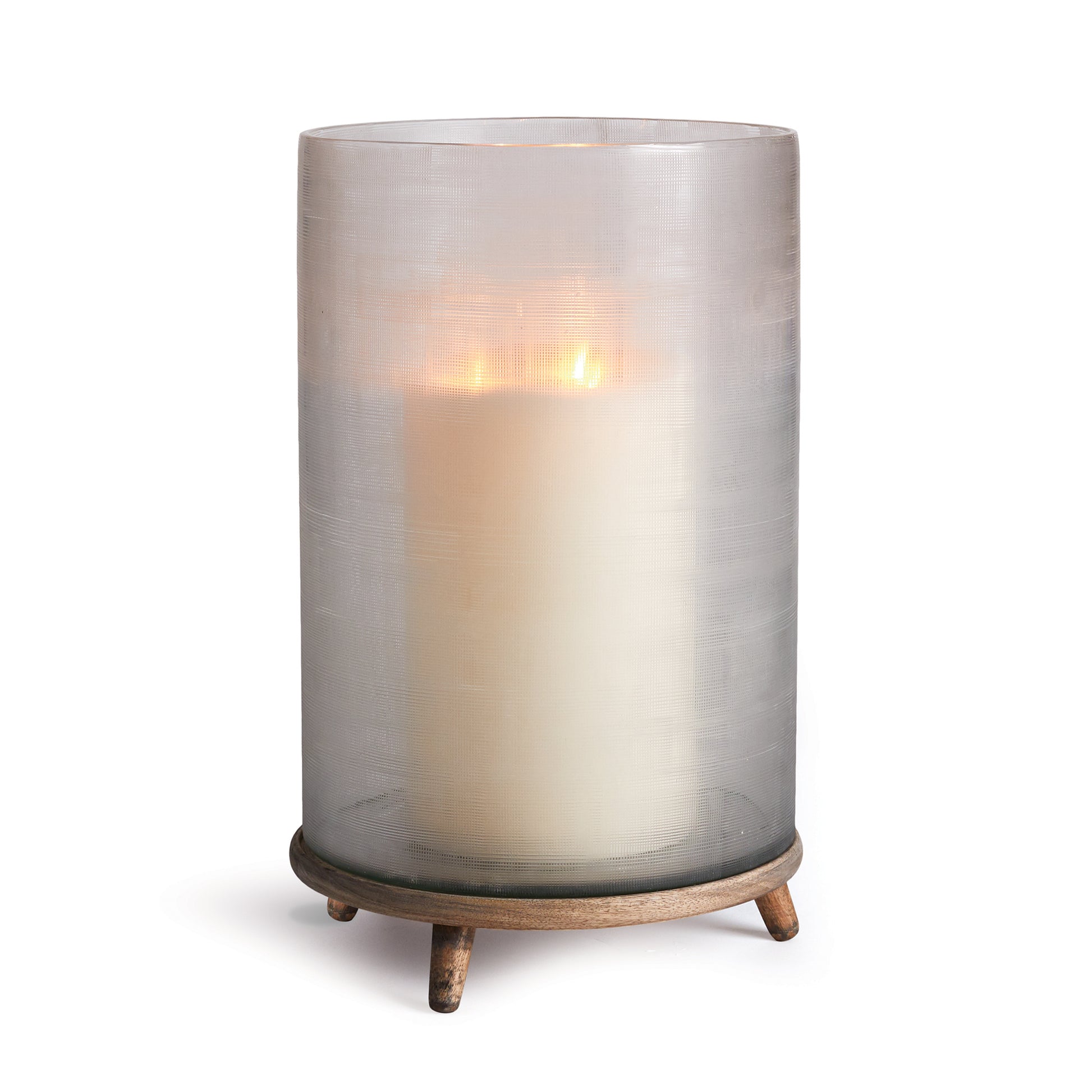 The Thatcher Hurricane has a delicate, linen-inspired texture.  A visually stunning way to diffuse light and add a warm natural wood tone.