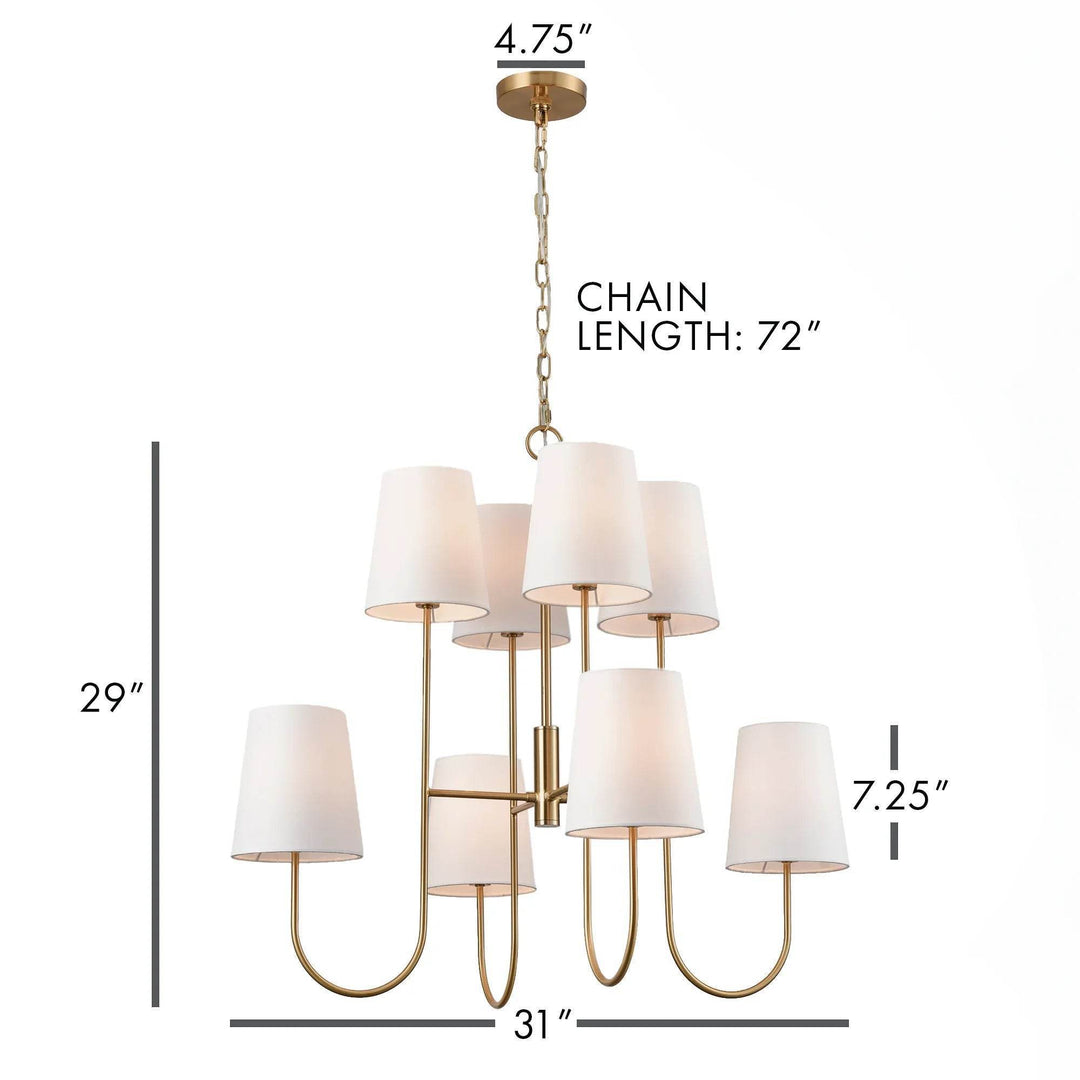 Elegant Two-Tier Gold Chandelier with Tapered Shades