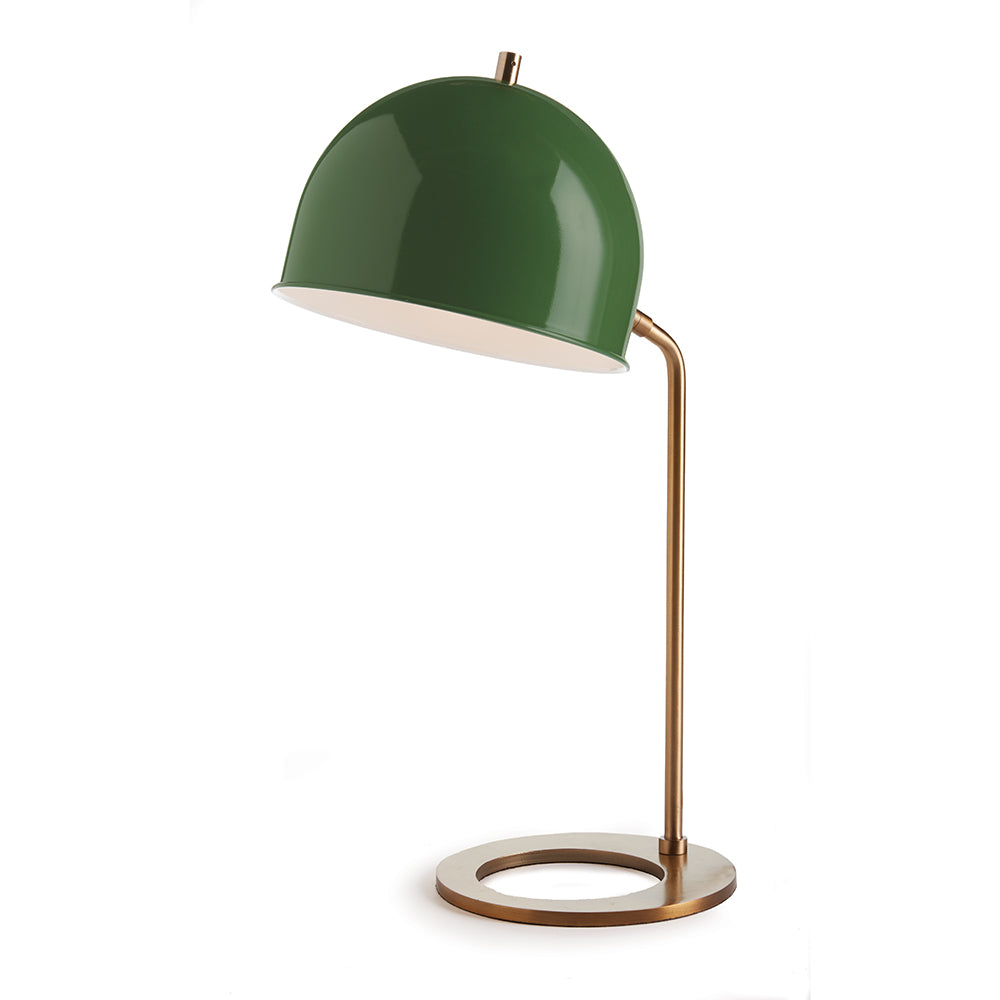 Emerald Green Metal Desk Lamp with Brass Base