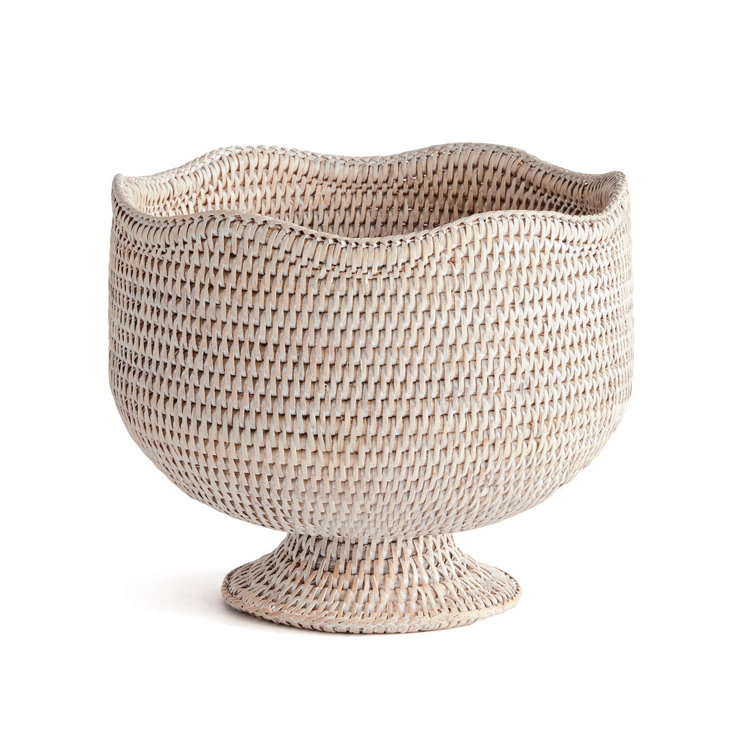 Burma Whitewash Rattan Footed Cache Planter Pot