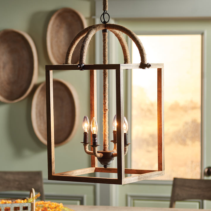 Rustic Brown Chandelier with Honey Finish and Minimalist Design