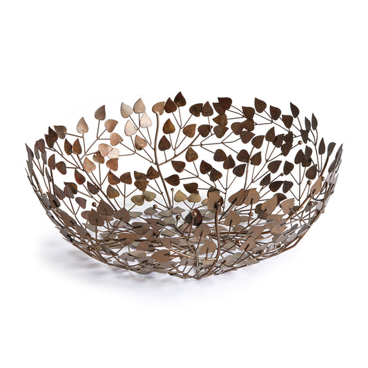 With a dynamic oxidized finish and flowing vine shape, this decorative bowl is full of charm. A beautiful centerpiece for coffee table, dining table or kitchen island.