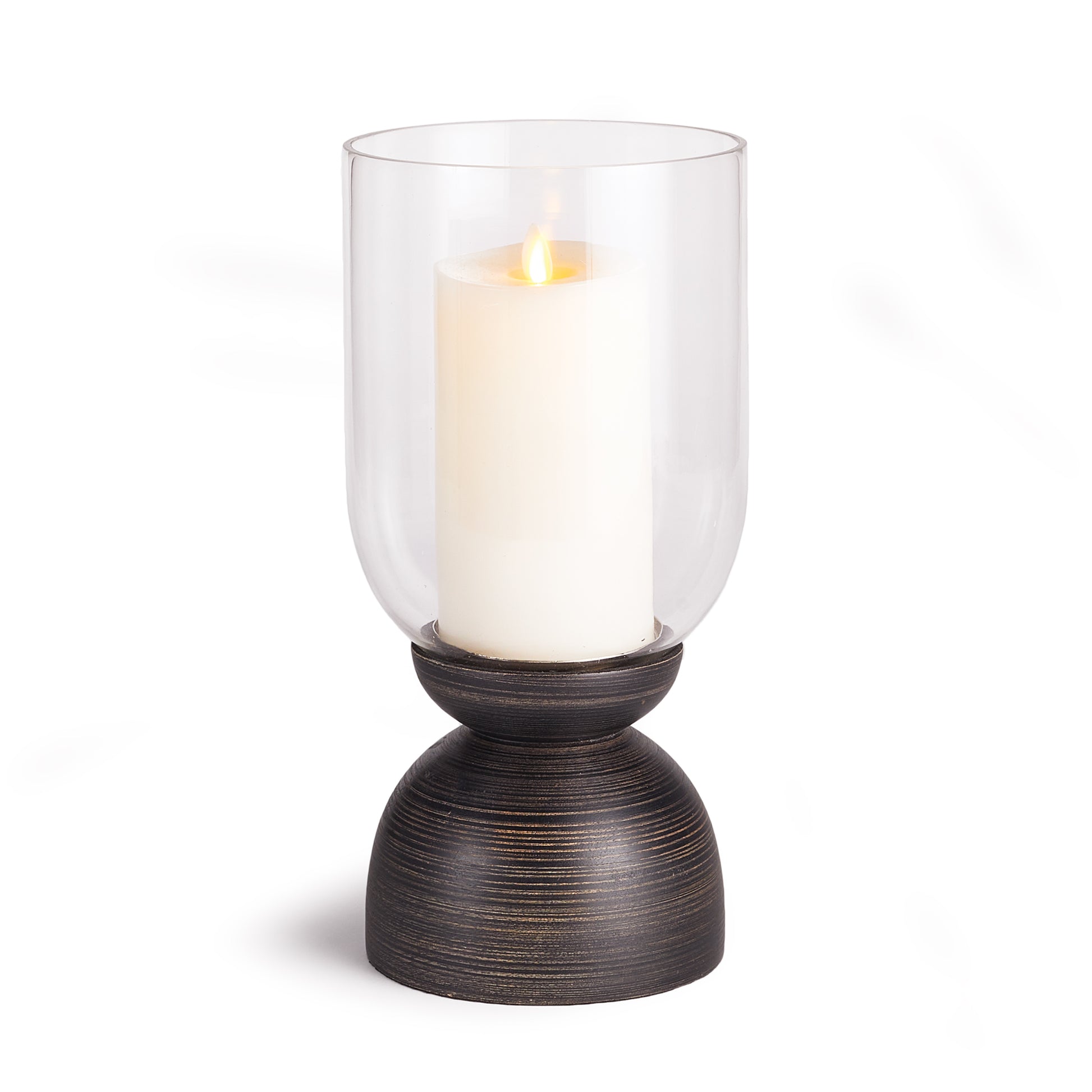 With a turned solid wood Base, and feminine shape, the Selene Hurricane is a vision in simplicity. Perfectly at home in the modern farmhouse setting. Add one of our LightLi candles and enjoy the soft glow.