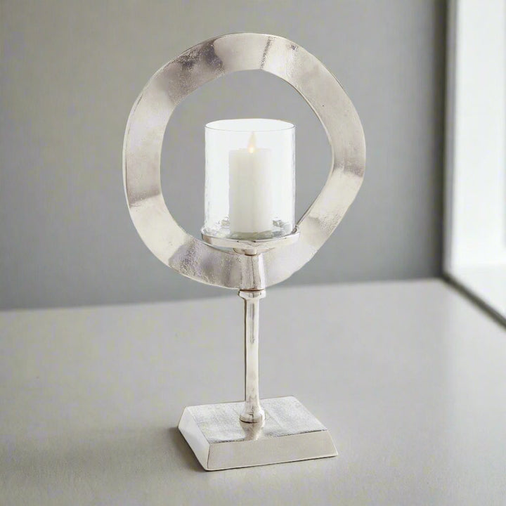 Medium Silver Candle Stand Sculpture for Elegant Décor