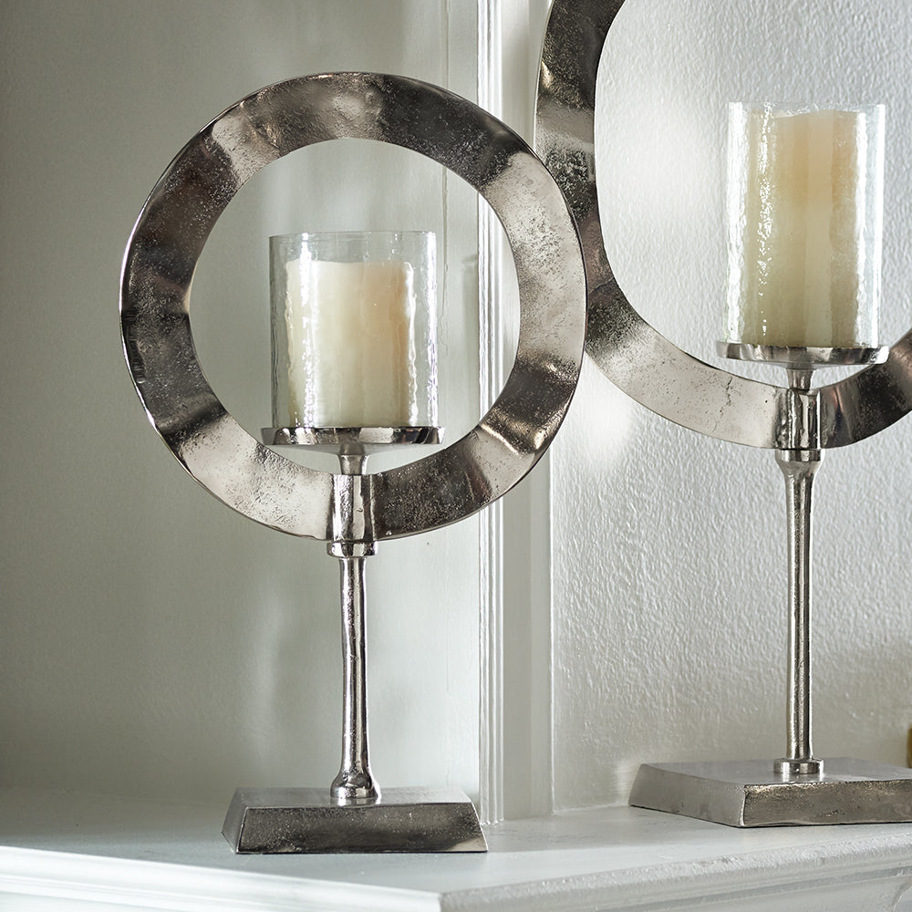 Medium Silver Candle Stand Sculpture for Elegant Décor