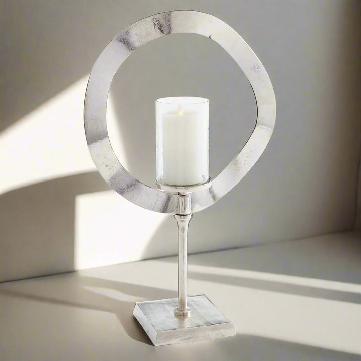 Tall Silver Candle Stand Sculpture for Elegant Displays