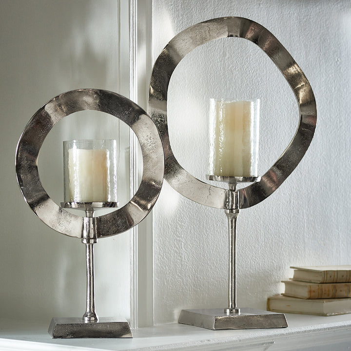 Tall Silver Candle Stand Sculpture for Elegant Displays