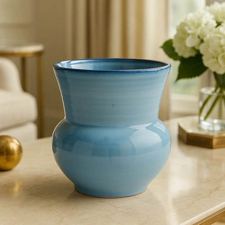 Large Blue Reactive Glaze Stoneware Plant Pot - Delamere Design