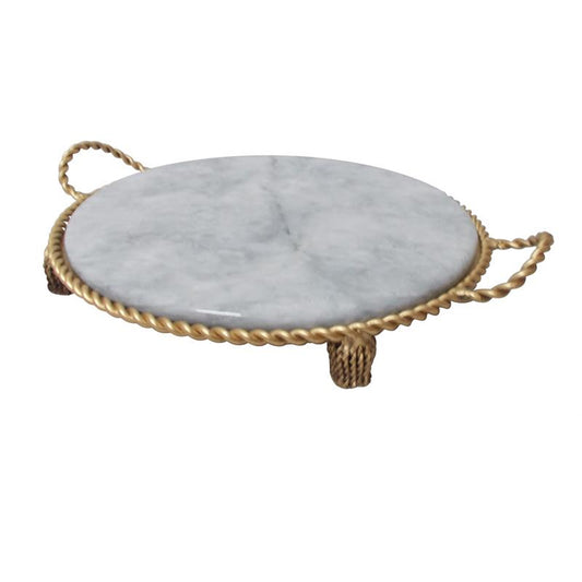 Marble Tray with Twisted Iron Legs