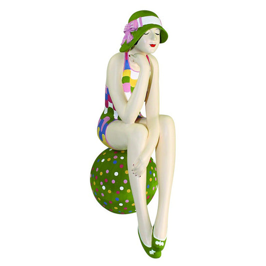 Bathing Beauty Figurine with Spring Checkered Bathing Suit